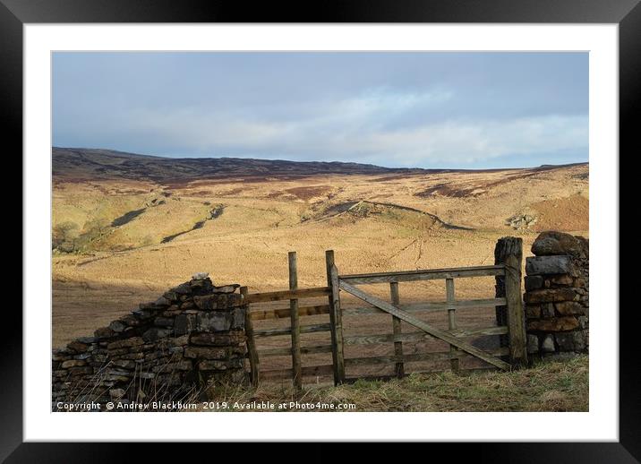 Gate with a view - on Shap Fell, Cumbria...  Framed Mounted Print by Andy Blackburn
