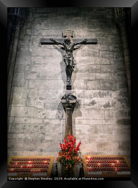 Crucified - Notre Dame Cathedral Framed Print by Stephen Stookey
