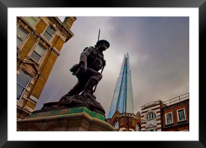 St Saviours War Memorial and The Shard Framed Mounted Print by Andy Evans Photos