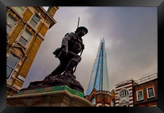 St Saviours War Memorial and The Shard Framed Print by Andy Evans Photos