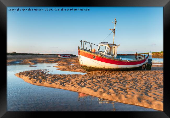 Fishing Boats at Burnham Overy Staithe Framed Print by Helen Hotson