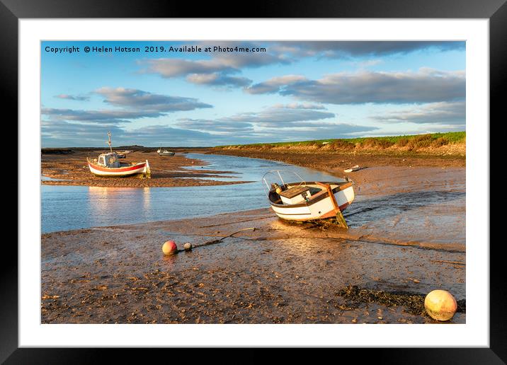 Boats on the river estuary at Burnham Overy Staith Framed Mounted Print by Helen Hotson