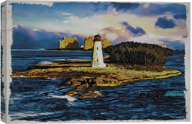 Bahamas Lighthouse with Resort Canvas Print by Darryl Brooks