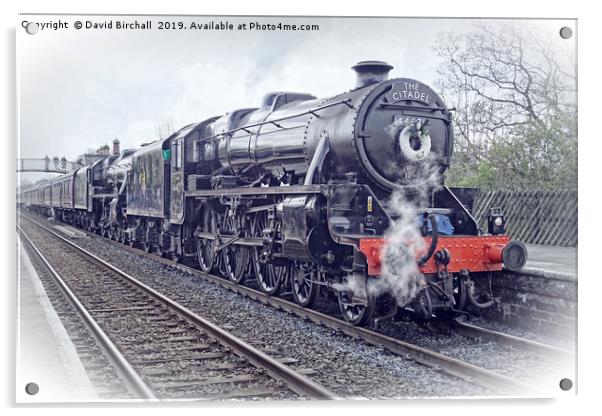 Steam train "The Citadel" at Appleby. Acrylic by David Birchall