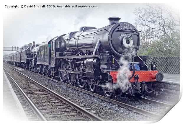 Steam train "The Citadel" at Appleby. Print by David Birchall