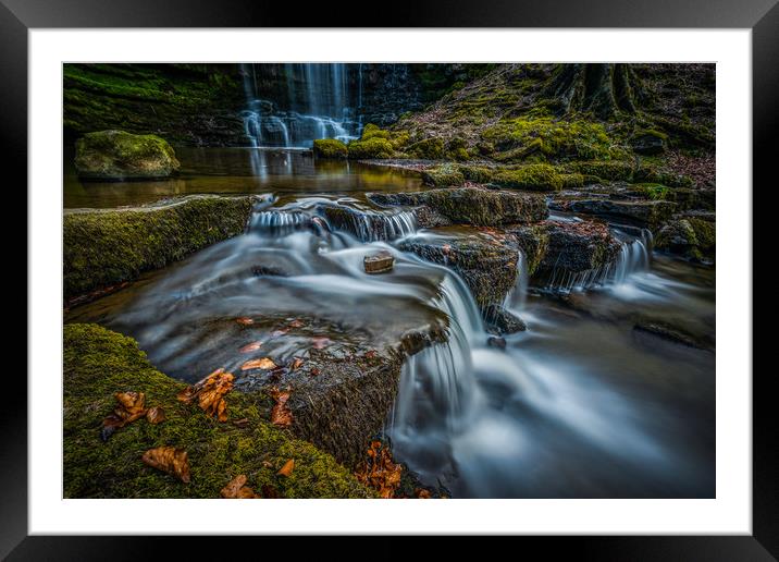 Scaleber Falls in Yorkshire Framed Mounted Print by George Robertson
