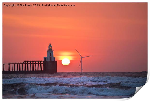 Sunrise over the North Sea at Blyth in Northumberl Print by Jim Jones