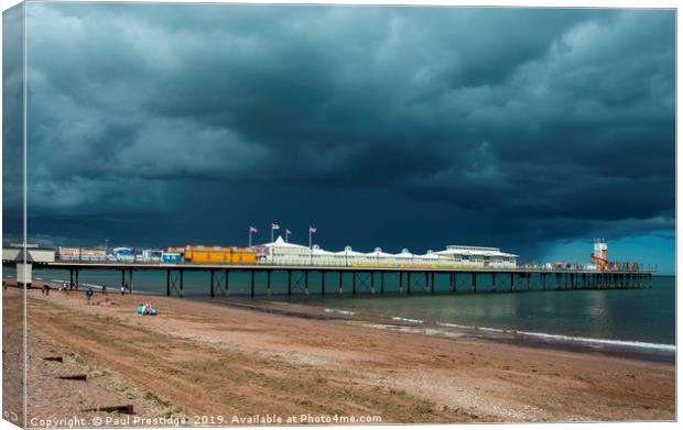 Storm Approaching Paignton Pier Canvas Print by Paul F Prestidge