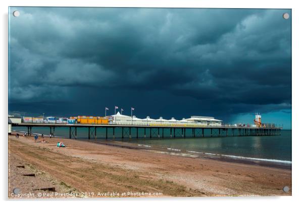Storm Approaching Paignton Pier Acrylic by Paul F Prestidge