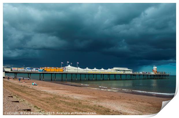 Storm Approaching Paignton Pier Print by Paul F Prestidge
