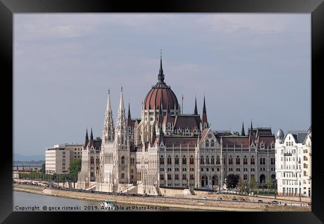 Hungarian Parliament building on Danube river Buda Framed Print by goce risteski