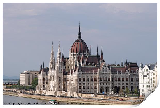 Hungarian Parliament building on Danube river Buda Print by goce risteski