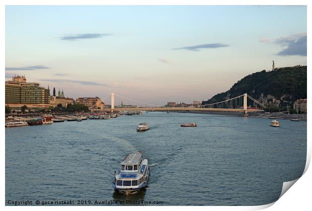 twilight over Danube river Budapest Print by goce risteski