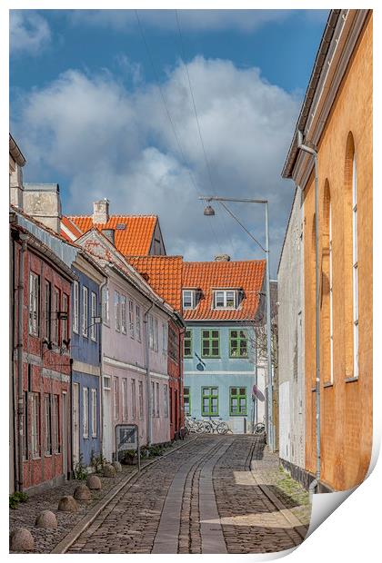 Helsingor Narrow Street View Print by Antony McAulay