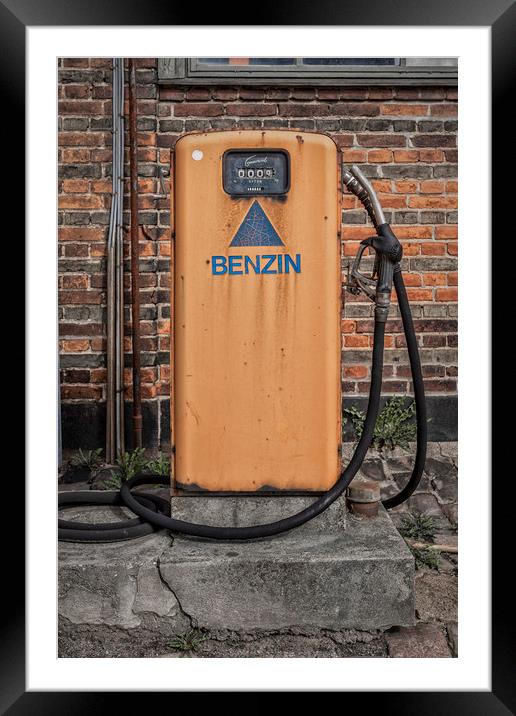 Retro Petrol Pump Framed Mounted Print by Antony McAulay