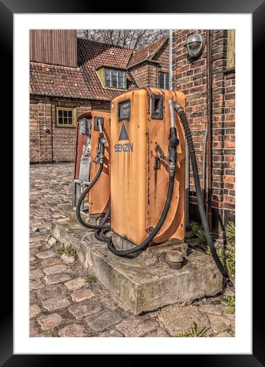 Retro Petrol Pumps Angled Composition Framed Mounted Print by Antony McAulay