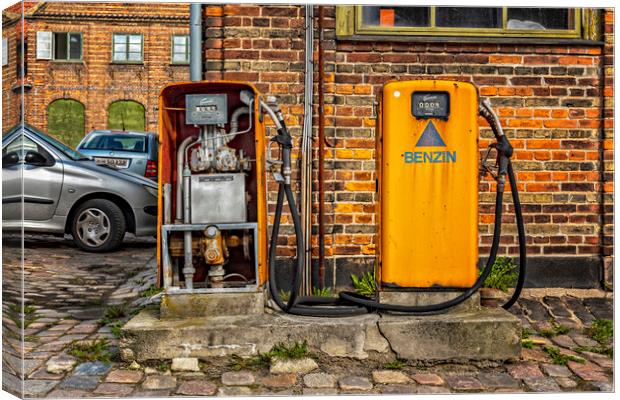 Retro Petrol Pumps Canvas Print by Antony McAulay