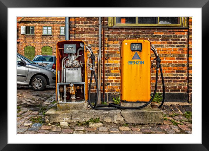 Retro Petrol Pumps Framed Mounted Print by Antony McAulay