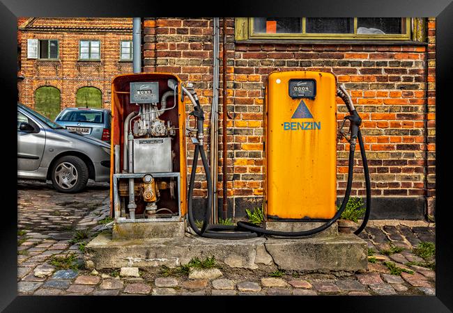 Retro Petrol Pumps Framed Print by Antony McAulay