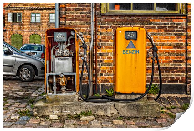Retro Petrol Pumps Print by Antony McAulay