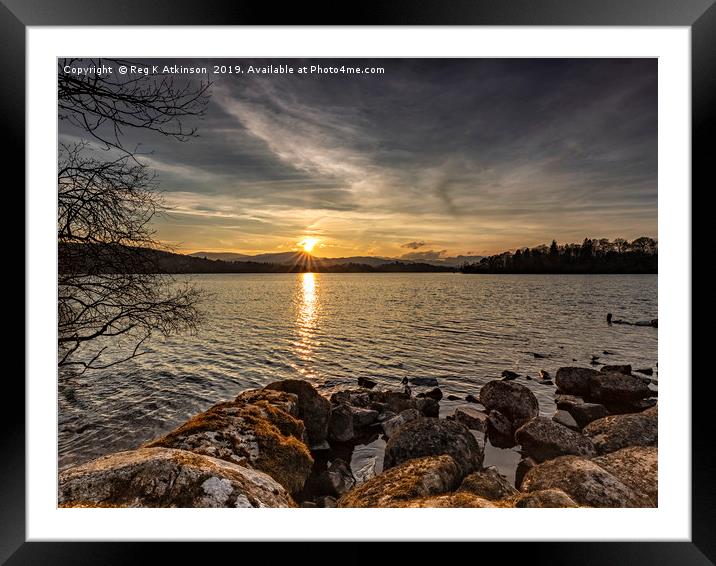 Windermere Sunset Framed Mounted Print by Reg K Atkinson