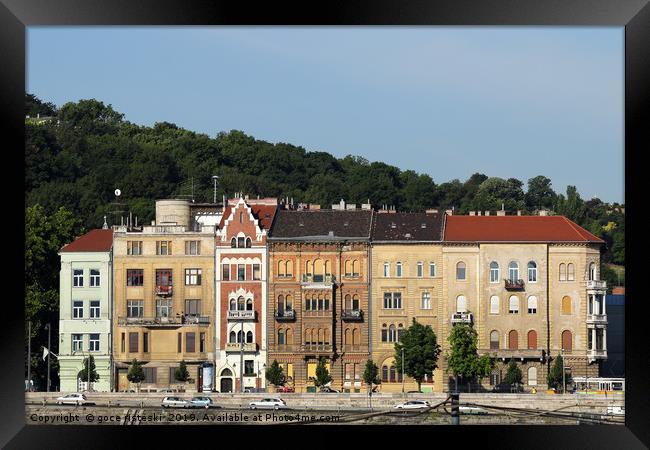 old houses on Danube riverside Budapest Framed Print by goce risteski