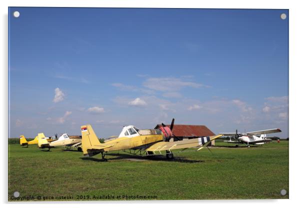 old crop duster airplanes on airfield Acrylic by goce risteski