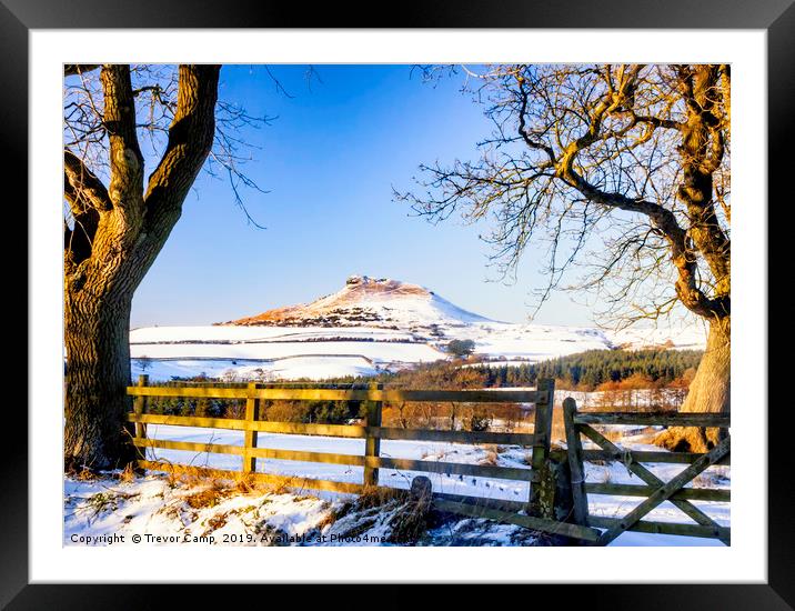 Roseberry Topping - Snow Topping Framed Mounted Print by Trevor Camp