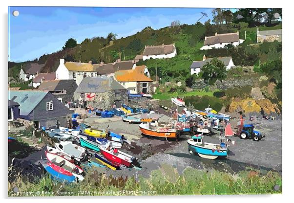 Cadgwith Cove on the Lizard Peninsula in Cornwall Acrylic by Rosie Spooner
