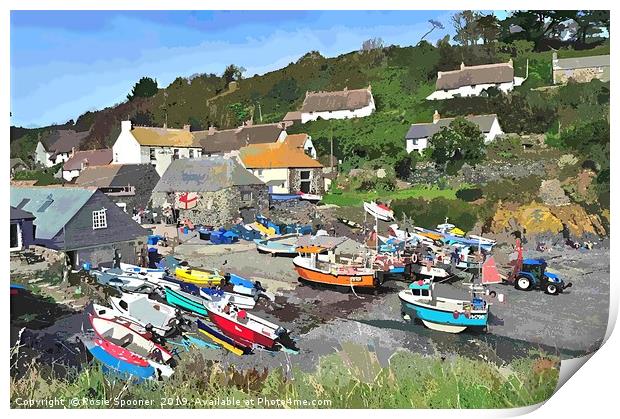 Cadgwith Cove on the Lizard Peninsula in Cornwall Print by Rosie Spooner