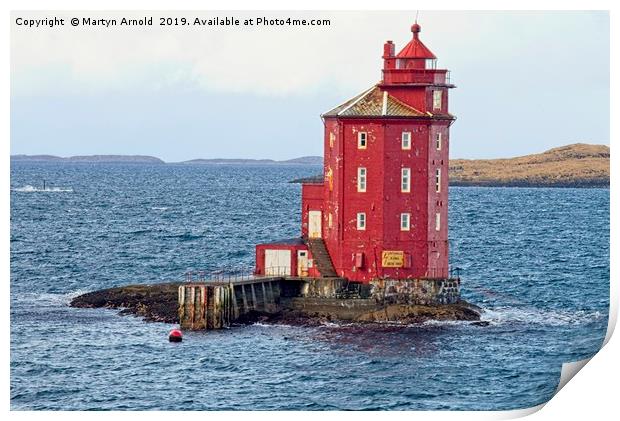 Kjeungskjæret Fyr Lighthouse, Norway Print by Martyn Arnold
