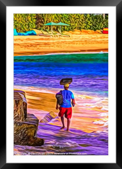 Barbados Beach Art Framed Mounted Print by David Pyatt