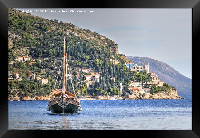 Dubrovnik Pirate Ship Framed Print by Art G