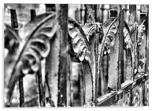 The Iron Gate in Black and White Acrylic by Lauren Meyerink