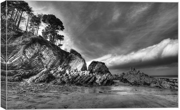 Lee Bay in Black and White Canvas Print by Mike Gorton