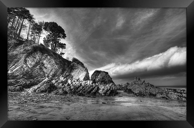 Lee Bay in Black and White Framed Print by Mike Gorton