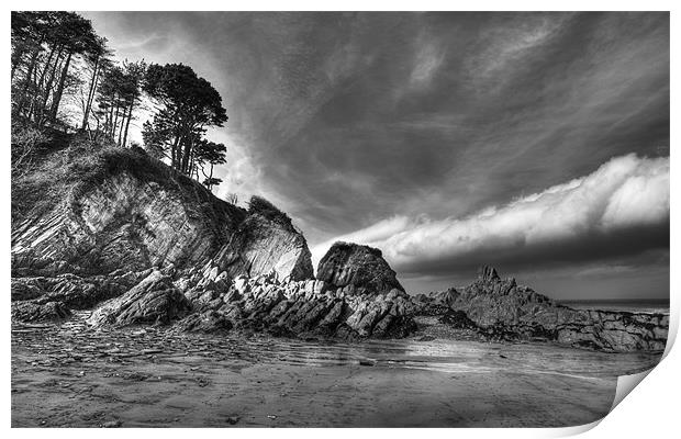 Lee Bay in Black and White Print by Mike Gorton