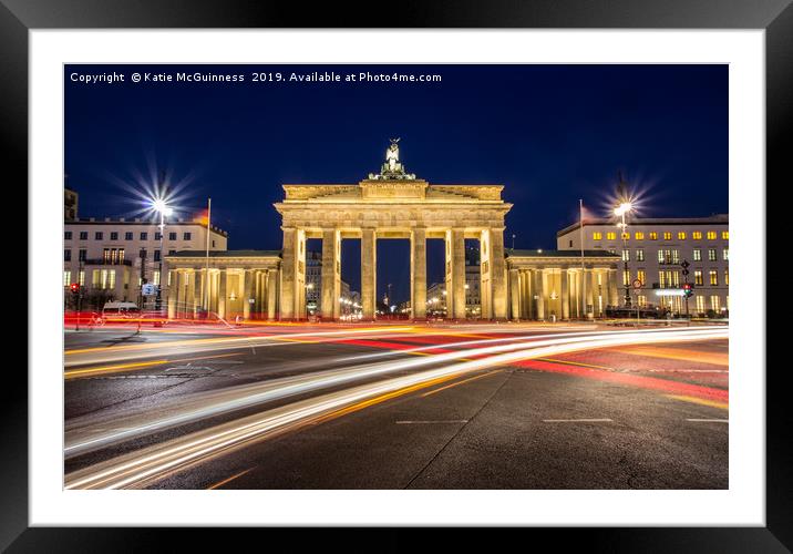 Brandenburg Gate, light trails Framed Mounted Print by Katie McGuinness