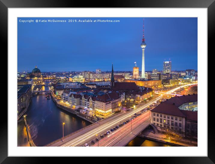 Berlin skyline at night Framed Mounted Print by Katie McGuinness