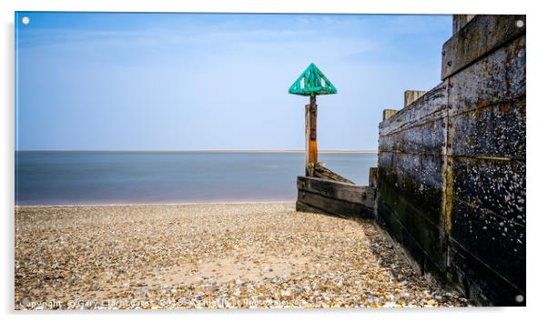 A Wells Groyne Acrylic by Gary Clarricoates