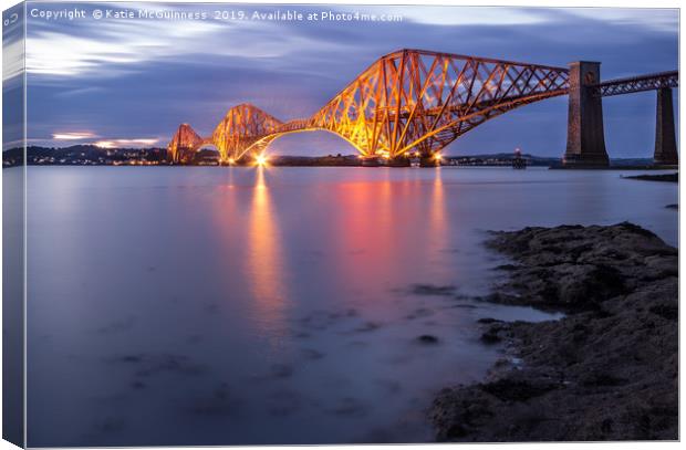 Forth Bridge at night Canvas Print by Katie McGuinness