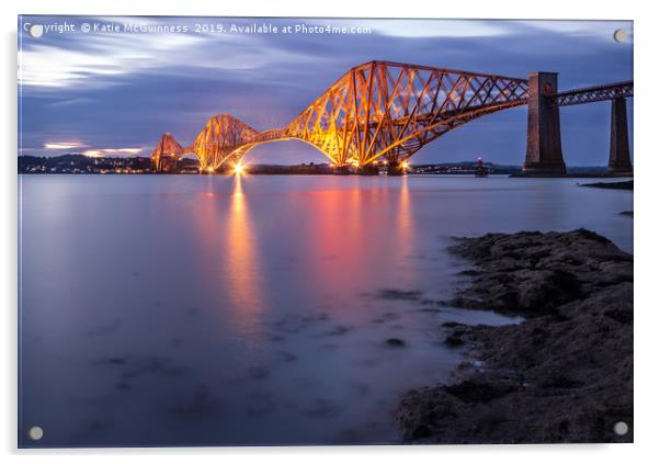 Forth Bridge at night Acrylic by Katie McGuinness