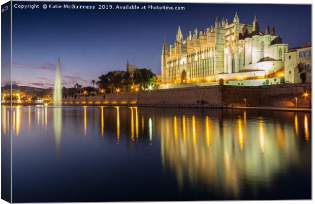 La Seu Cathedral, Palma at dusk Canvas Print by Katie McGuinness