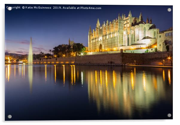 La Seu Cathedral, Palma at dusk Acrylic by Katie McGuinness