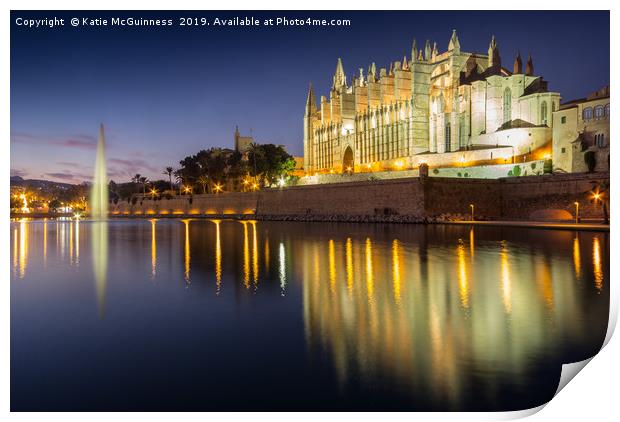 La Seu Cathedral, Palma at dusk Print by Katie McGuinness