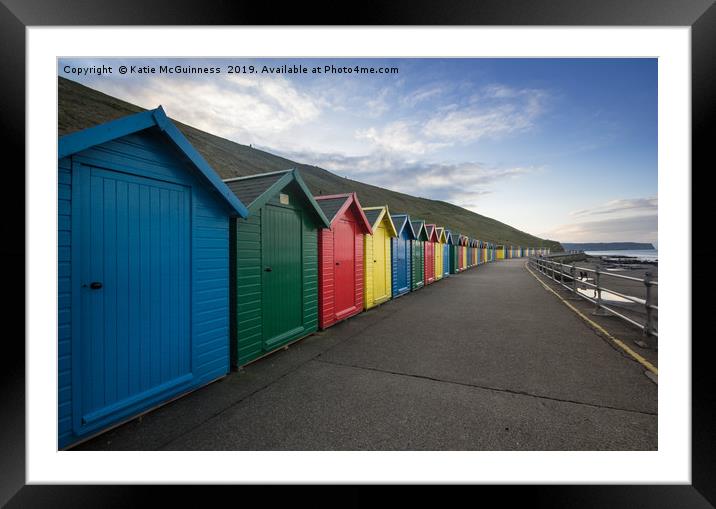 Colourful Beach Huts at Whitby Framed Mounted Print by Katie McGuinness