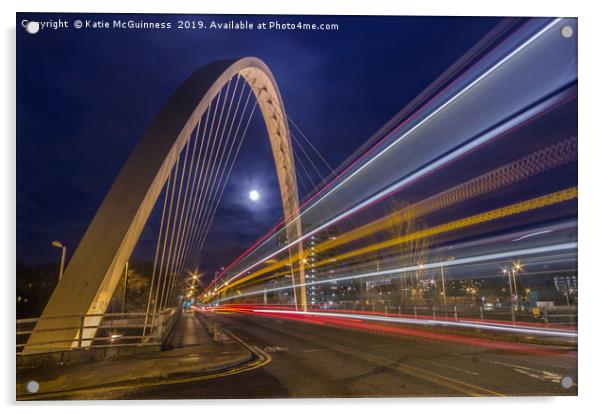 Hulme Archway light trails, Manchester Acrylic by Katie McGuinness