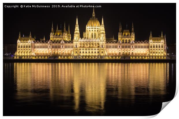 Hungarian Parliament building, Budapest Print by Katie McGuinness