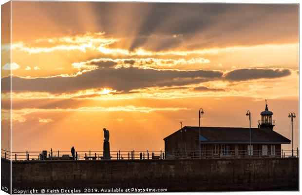 Stone Jetty Sunset at Morecambe Canvas Print by Keith Douglas