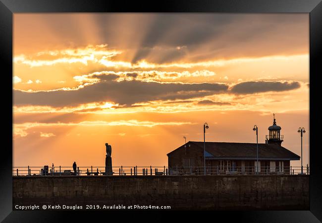 Stone Jetty Sunset at Morecambe Framed Print by Keith Douglas